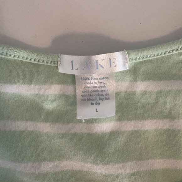 LAKE Pajama Pima Cotton Shirt Short Sleeve Mint Stripe size Large - Picture 7 of 7